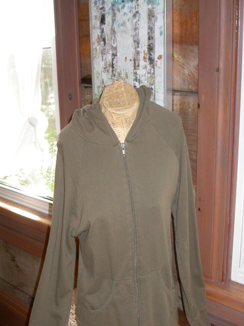 Khaki Fleece Hooded Jacket